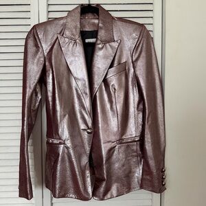 Beau Souci Leather Metallic Pink Blazer Jacket